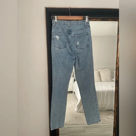 J Brand Light Blue Distressed Straight-Leg Jeans - Picture 4 of 6